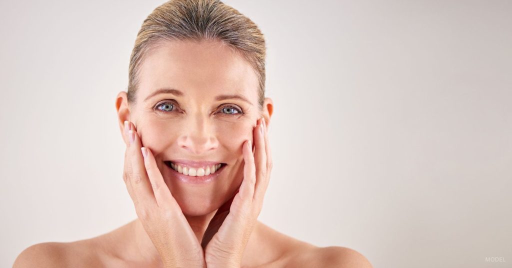 Woman with natural looking facelift result. (Model)