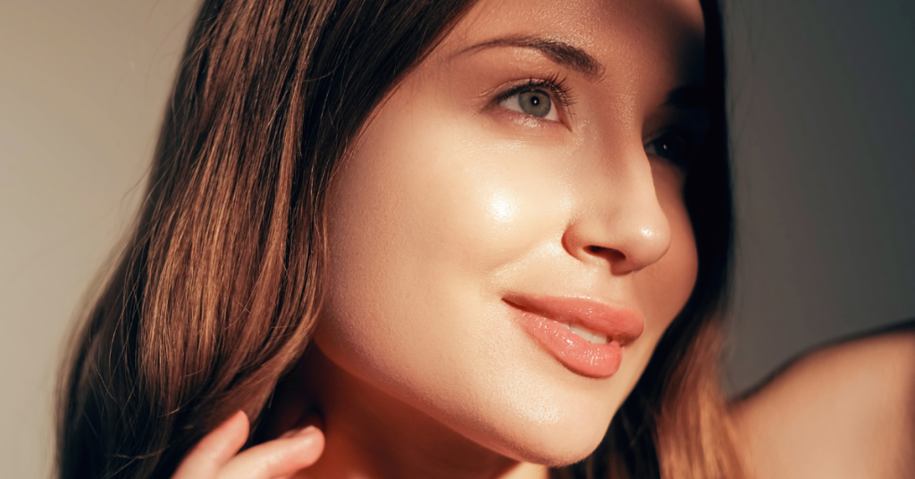 woman glowing with skin